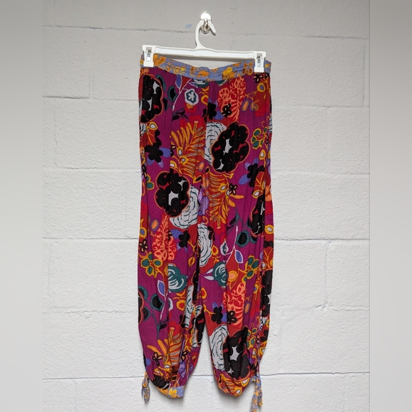 Anthropologie Pull On Pants Richly Colored Floral Drawstring Pockets Size M - Picture 5 of 13